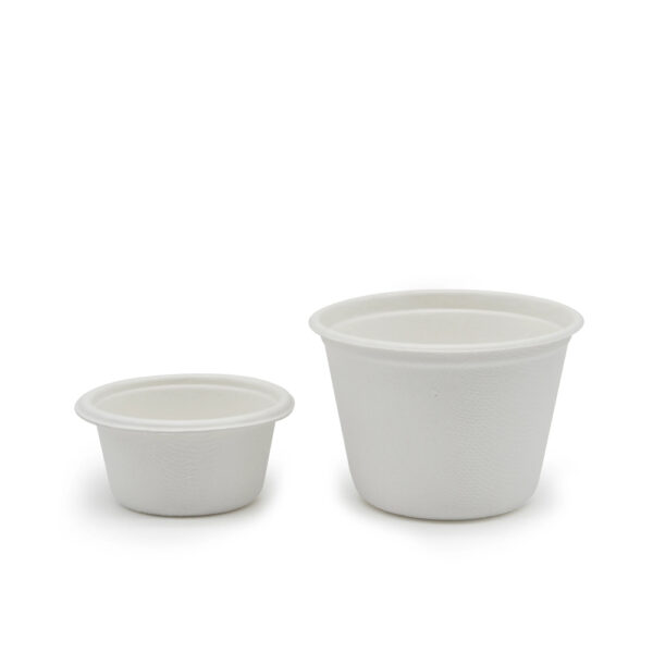 Bagasse-Style Sauce Cup with Fitted Lid for Condiments