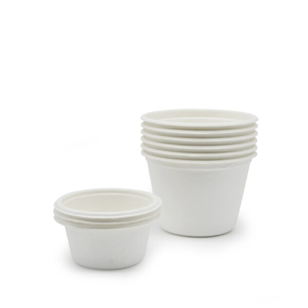 Bagasse-Style Sauce Cup with Fitted Lid for Condiments