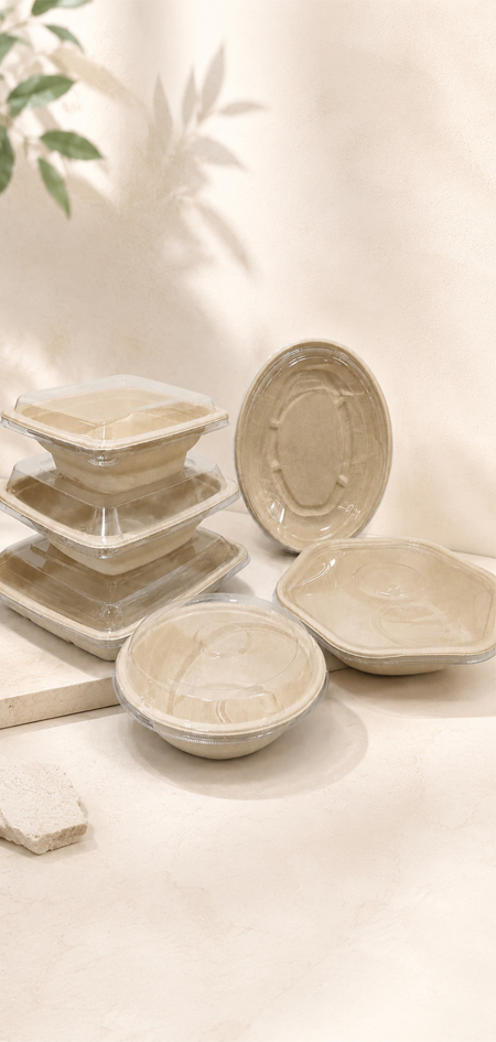 Bagasse bowl with lid option for takeaway meals, salad bowls, and meal prep service