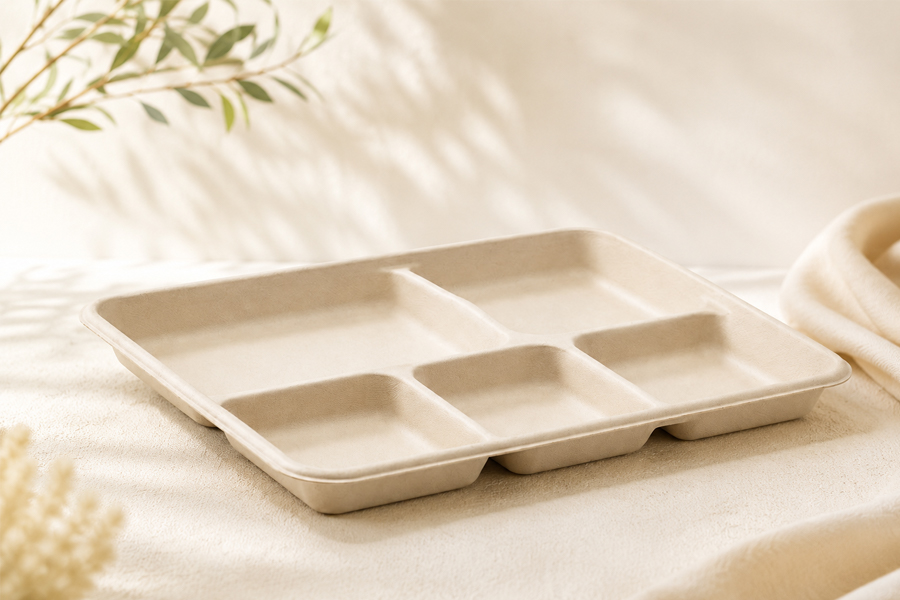 Bagasse food tray for catering and meal prep