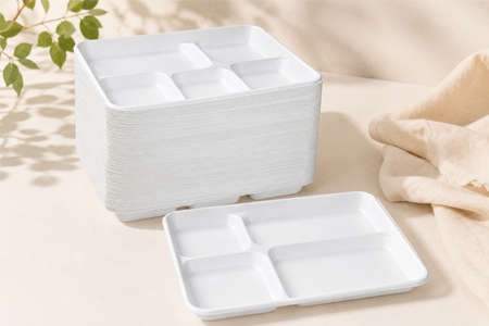 Bagasse food tray for catering and meal prep