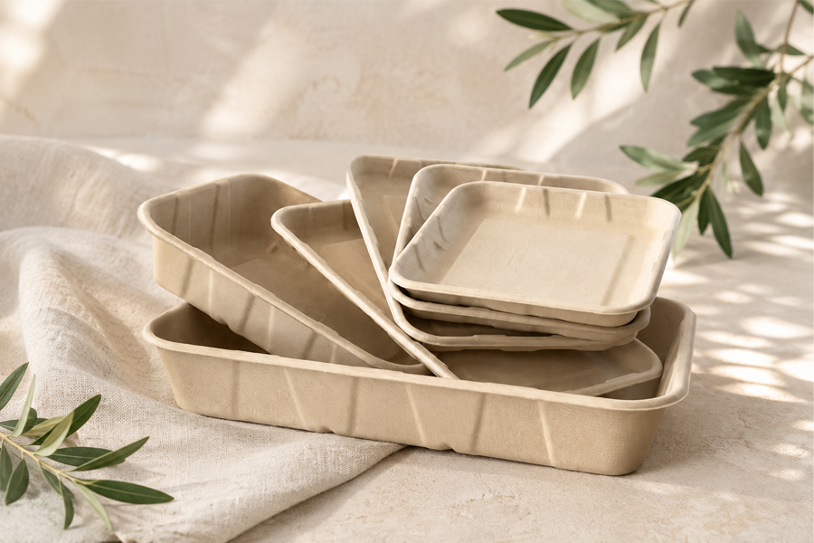 Bagasse tray for OEM food packaging supply