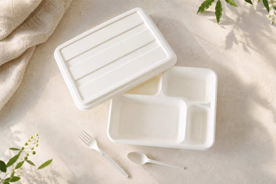 Bagasse tray product range for wholesale food packaging