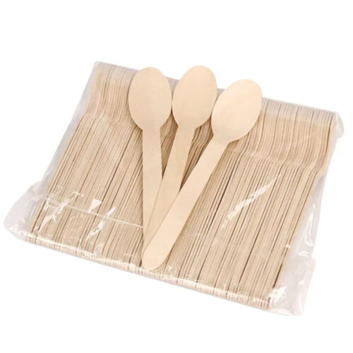 Bamboo-Style Spoon for Wrapped Foodservice Cutlery
