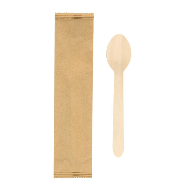 Bamboo-Style Spoon for Wrapped Foodservice Cutlery