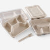 Compartment Bagasse-Style Tray with Lid for Meals