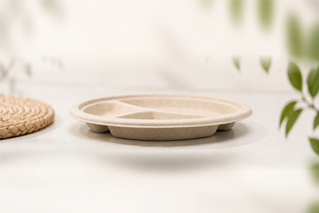 Compostable bagasse plates for restaurants, catering, and takeaway foodservice