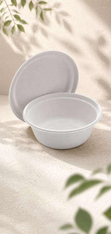 Compostable bagasse tableware bowls for catering, supermarkets, and foodservice distributors