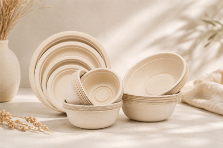 Compostable sugarcane bowls for supermarkets, catering services, and restaurant groups