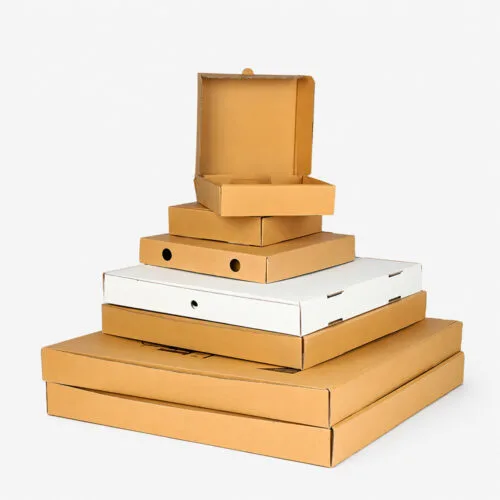 Corrugated Brown Paper Pizza Box with Folded Lid