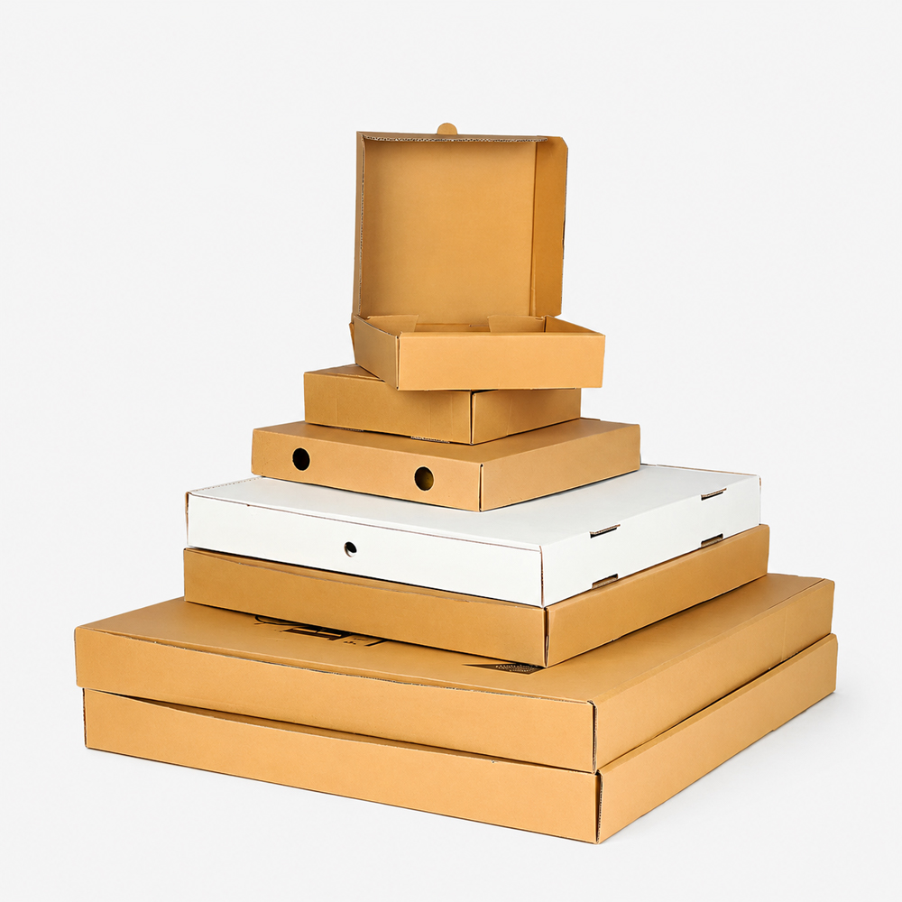 Corrugated Brown Paper Pizza Box with Folded Lid