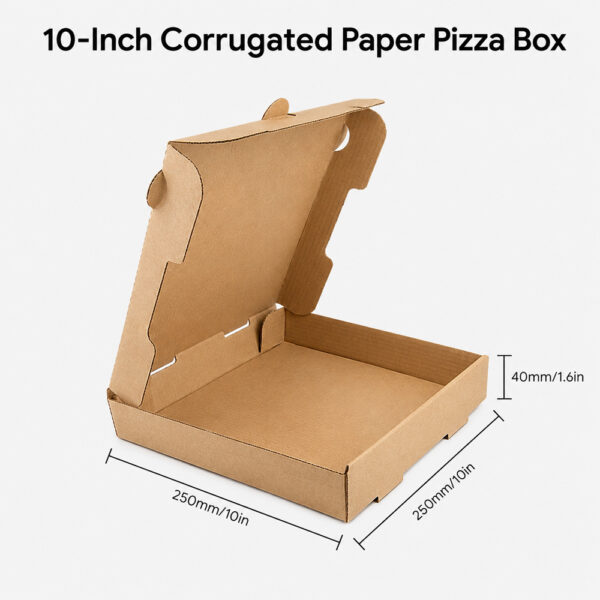 Corrugated Brown Paper Pizza Box with Folded Lid