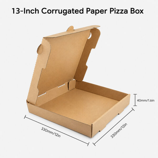 Corrugated Brown Paper Pizza Box with Folded Lid