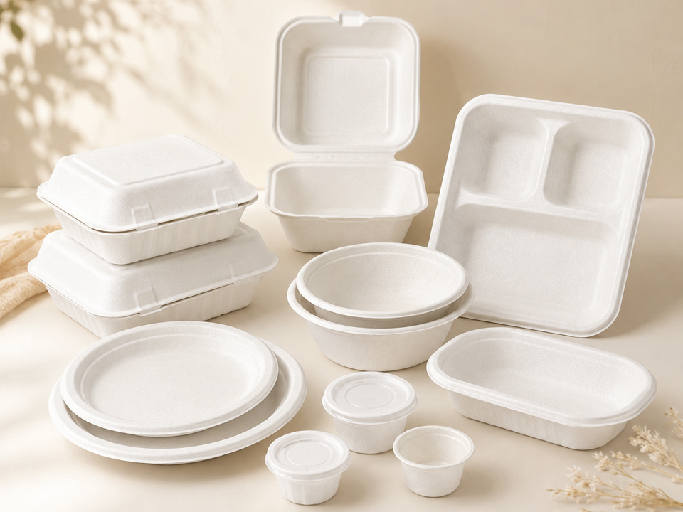 Custom Bagasse Tableware Logo, Mold, Color and Size Options