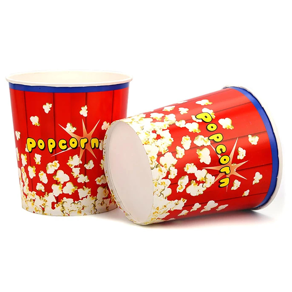 Custom Printed Paper Popcorn Buckets for Cinema Snacks