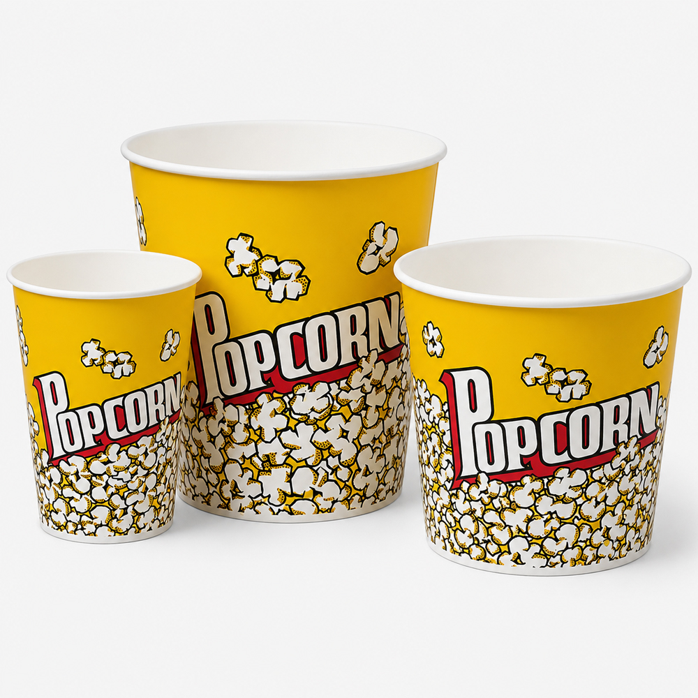 Custom Printed Paper Popcorn Buckets for Concessions