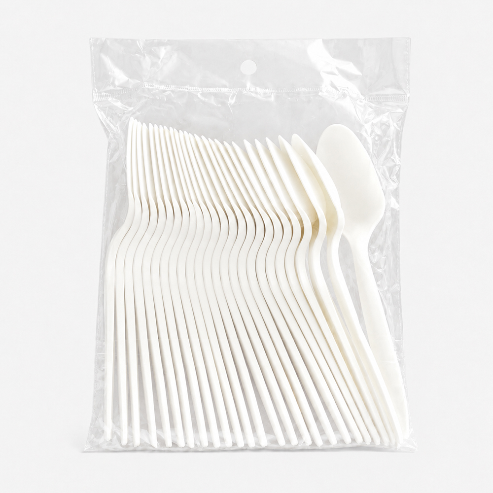 Disposable Spoon with Cornstarch-Based 6 Inch Design