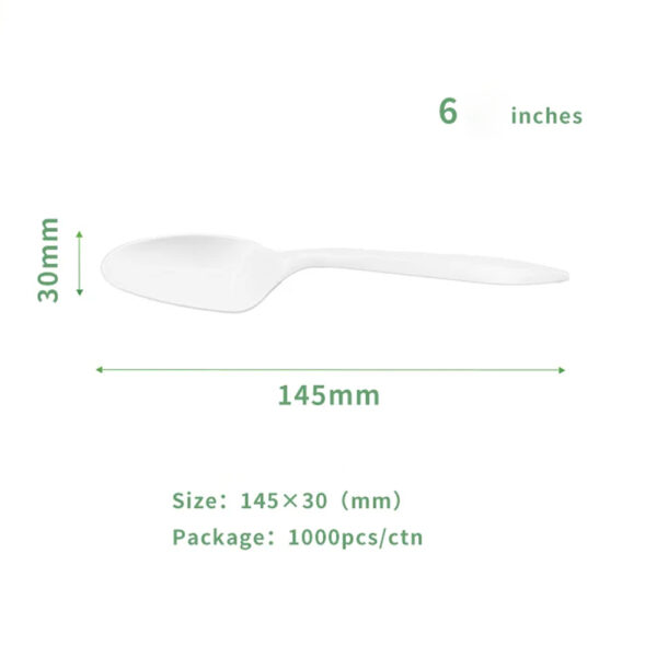 Disposable Spoon with Cornstarch-Based 6 Inch Design Disposable Spoon with Cornstarch-Based 6 Inch Design