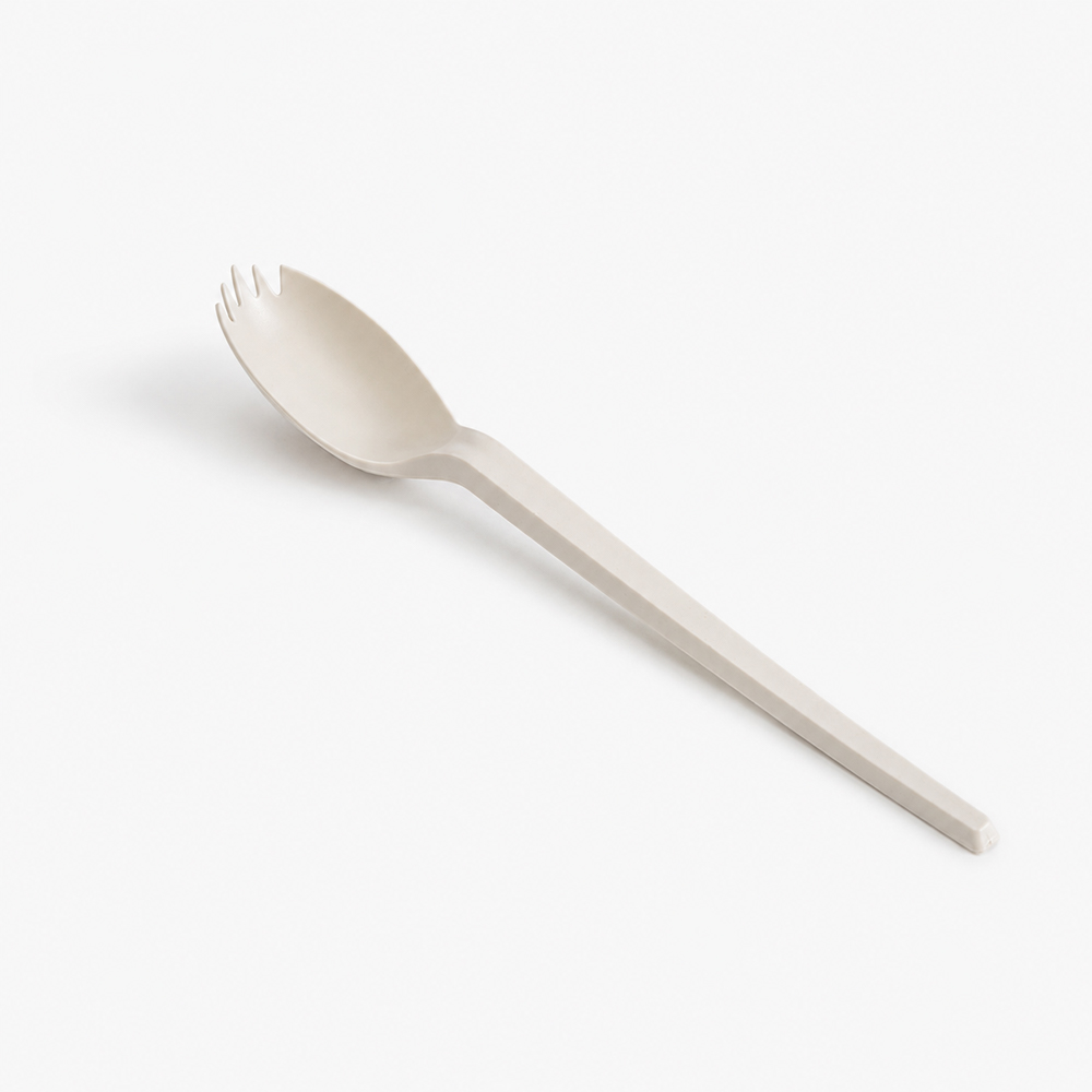 Disposable Spork with Spoon-Fork Head for Meals