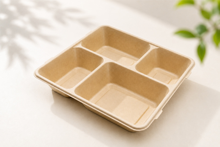 Eco friendly bagasse food containers for restaurant takeout and delivery packaging