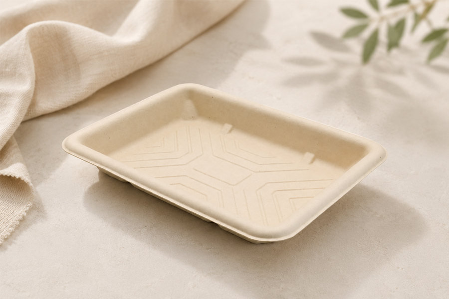 Eco-friendly bagasse tray for fruit and vegetable display
