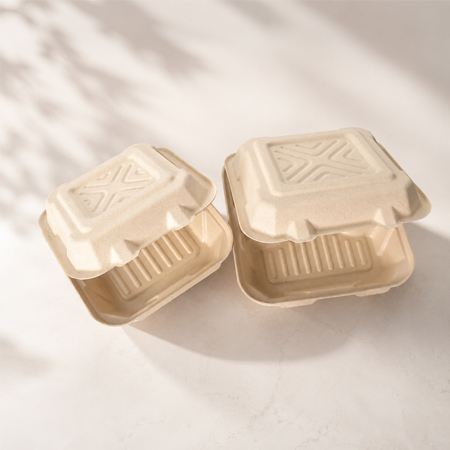 Eco friendly sugarcane clamshell box for wholesale foodservice supply