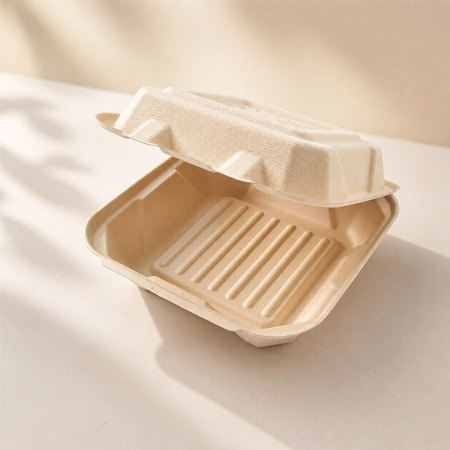 Eco friendly sugarcane clamshell box for wholesale foodservice supply