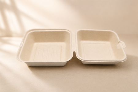 Heavy duty bagasse hinged lunch box for catering and takeaway meals