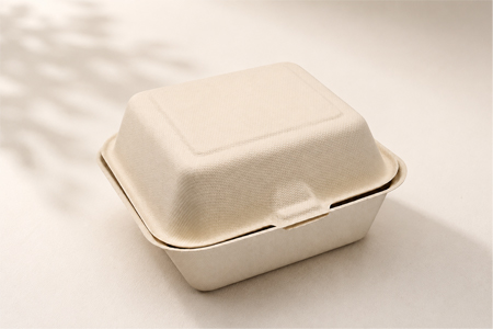 Heavy duty bagasse hinged lunch box for catering and takeaway meals