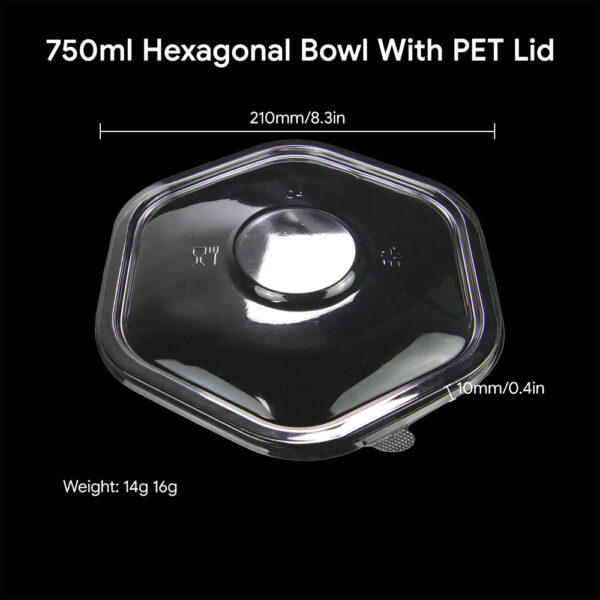 Hexagonal Bagasse Bowl with PET Lid, 750ml Hexagonal Bagasse Bowl with PET Lid, 750ml
