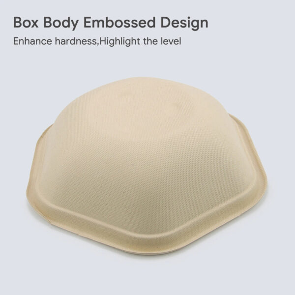 Hexagonal Bagasse Bowl with PET Lid, 750ml Hexagonal Bagasse Bowl with PET Lid, 750ml