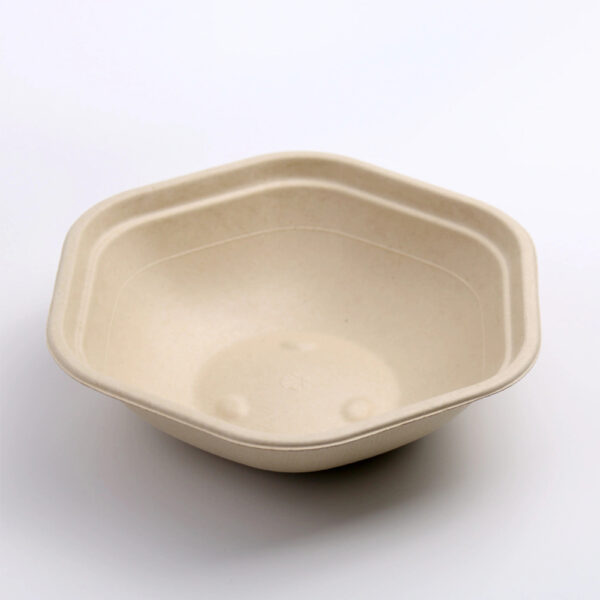 Hexagonal Bagasse-Style Bowl with Clear Lid Hexagonal Bagasse-Style Bowl with Clear Lid