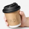 Kraft Custom Printed Paper Coffee Cups with Black Sip Lids Kraft Custom Printed Paper Coffee Cups with Black Sip Lids