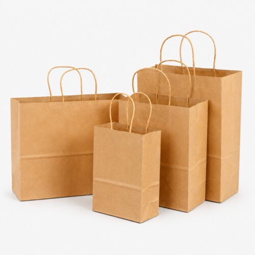 Kraft Paper Bags with Handles for Takeaway Retail Supply