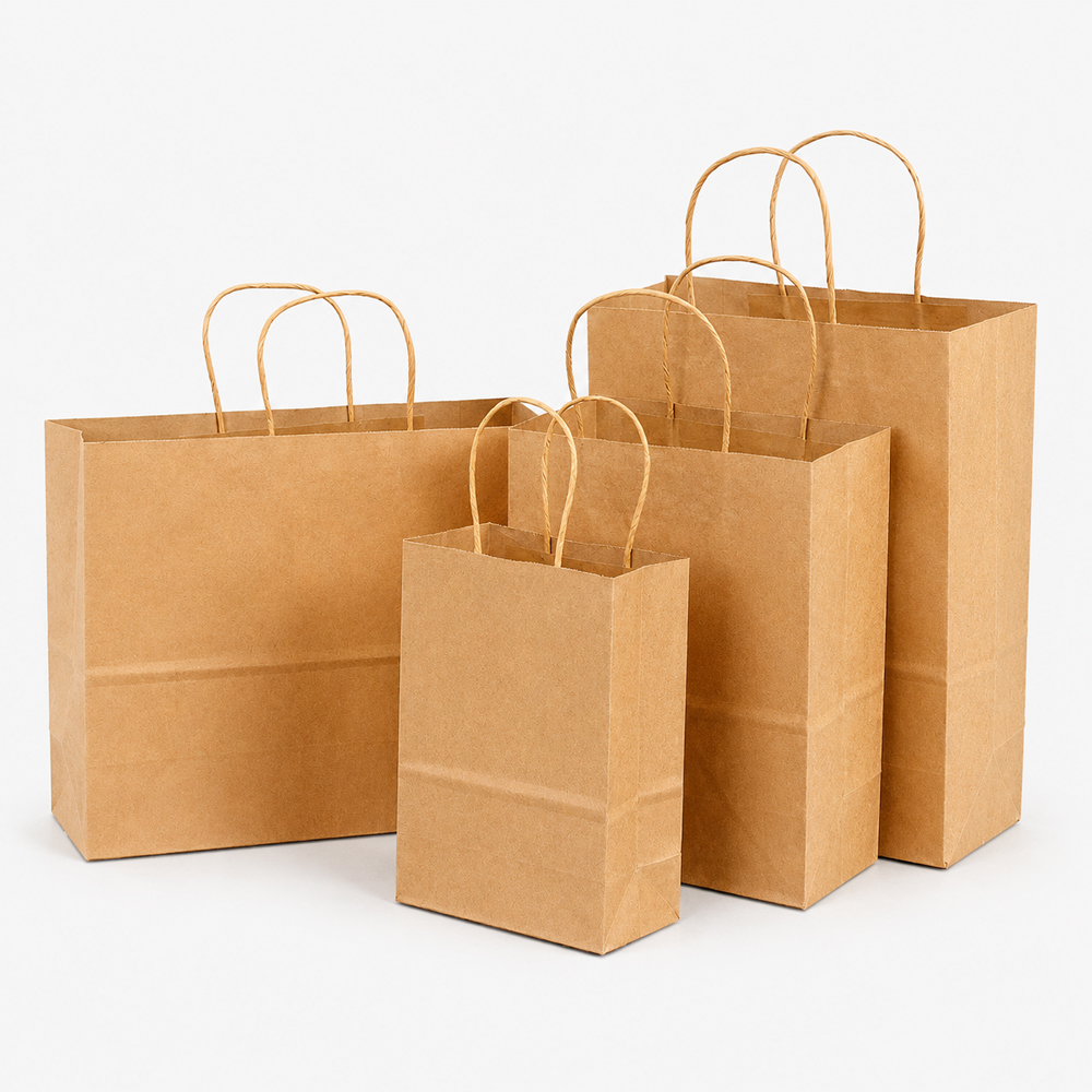 Kraft Paper Bags with Handles for Takeaway Retail Supply
