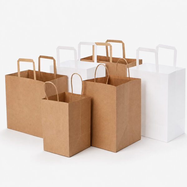 Kraft Paper Bags with Handles for Takeaway Retail Supply