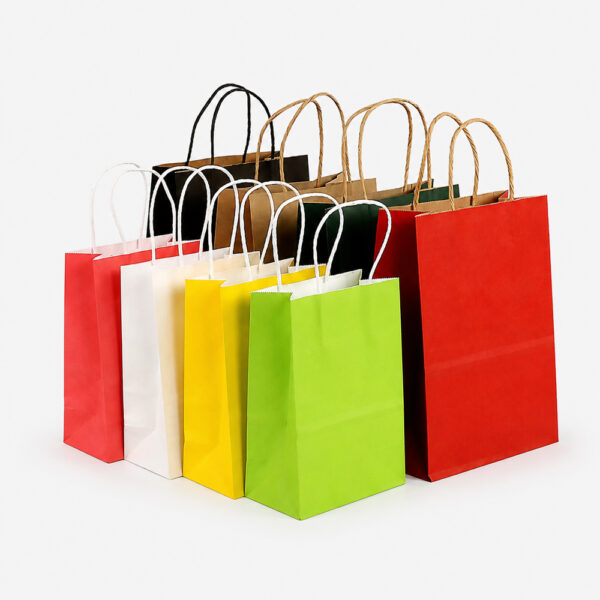 Kraft Paper Bags with Handles for Takeaway Retail Supply