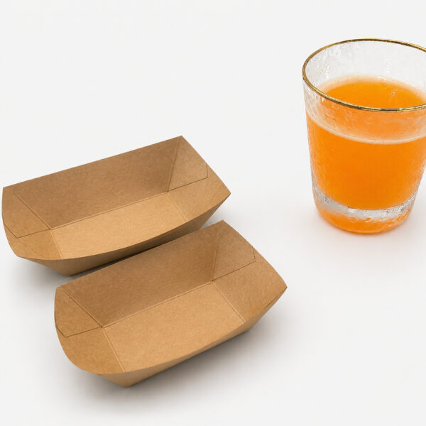 Kraft Paper Boat Food Tray for Takeaway Snack Service Use