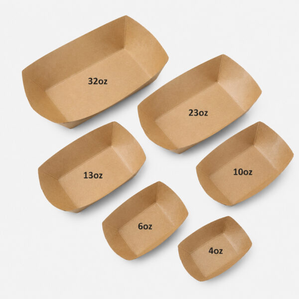 Kraft Paper Boat Food Tray for Takeaway Snack Service Use