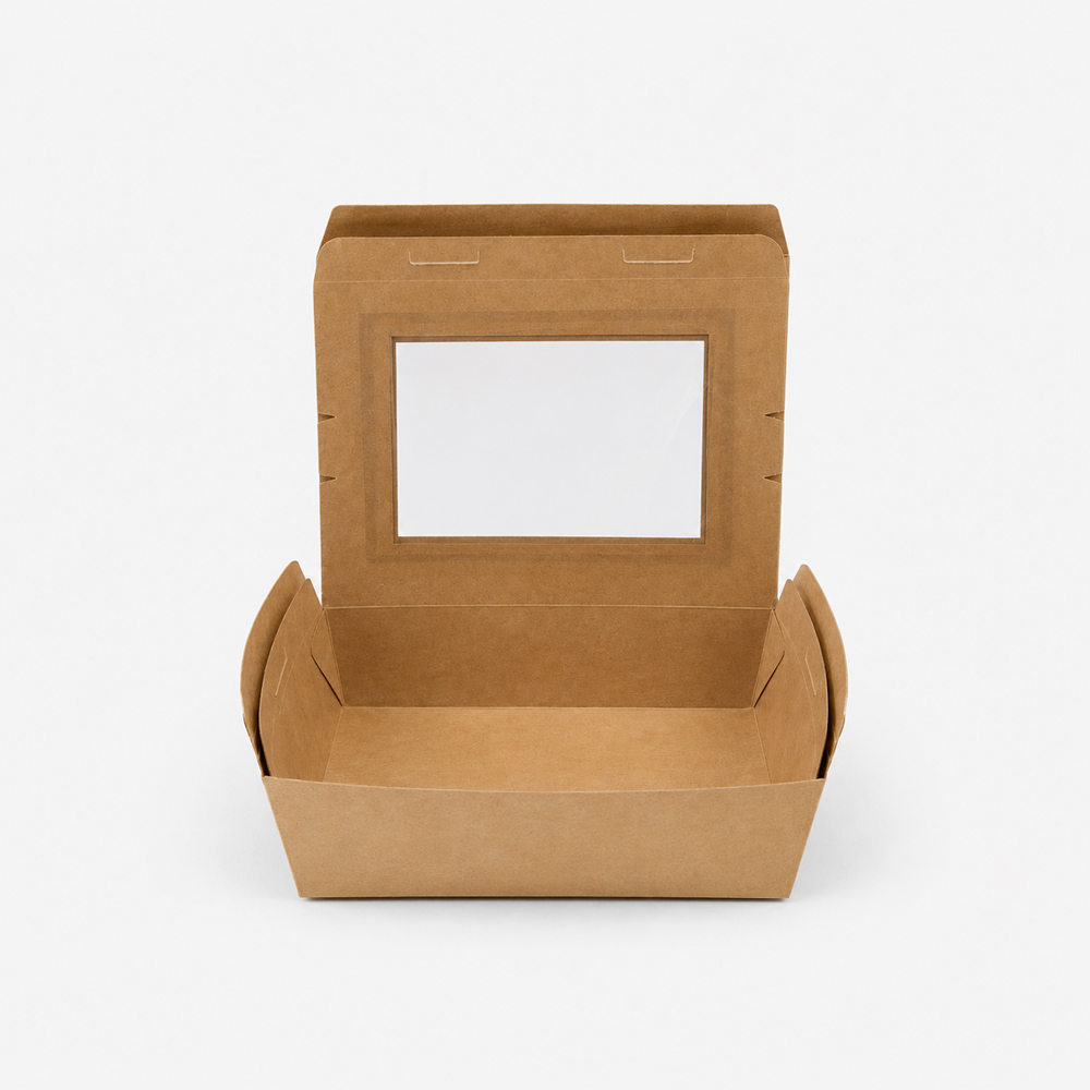 Kraft Paper Food Box with Clear Window for Takeaway