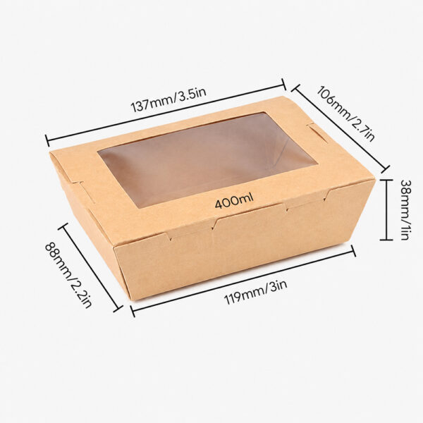 Kraft Paper Food Box with Clear Window for Takeaway