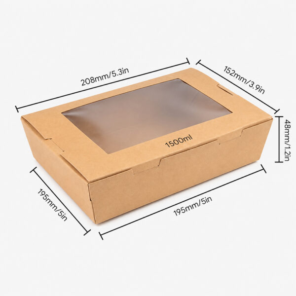 Kraft Paper Food Box with Clear Window for Takeaway