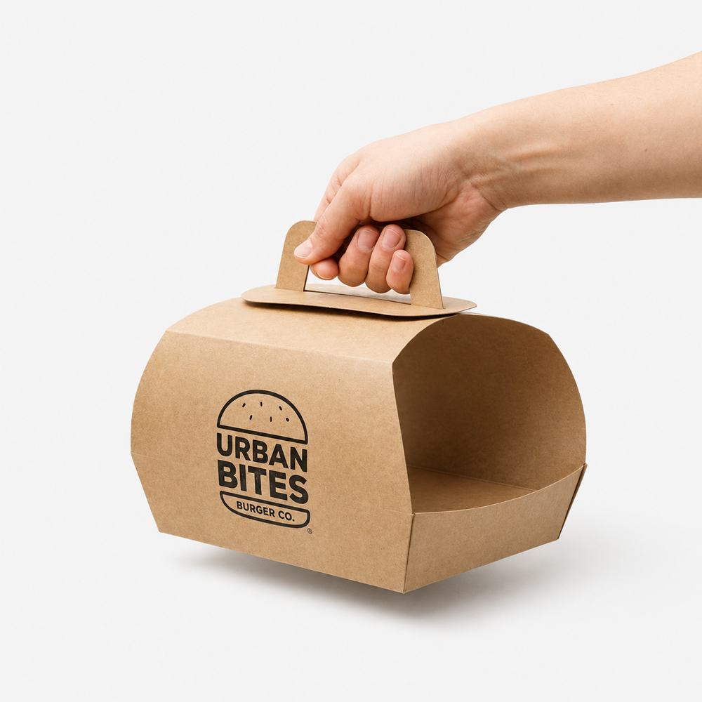 Kraft Paper Food Box with Folded Lid for Burgers