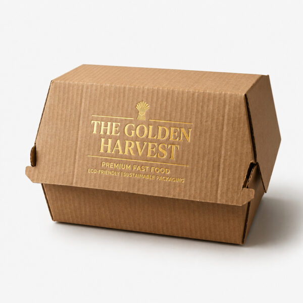Kraft Paper Food Box with Folded Lid for Burgers