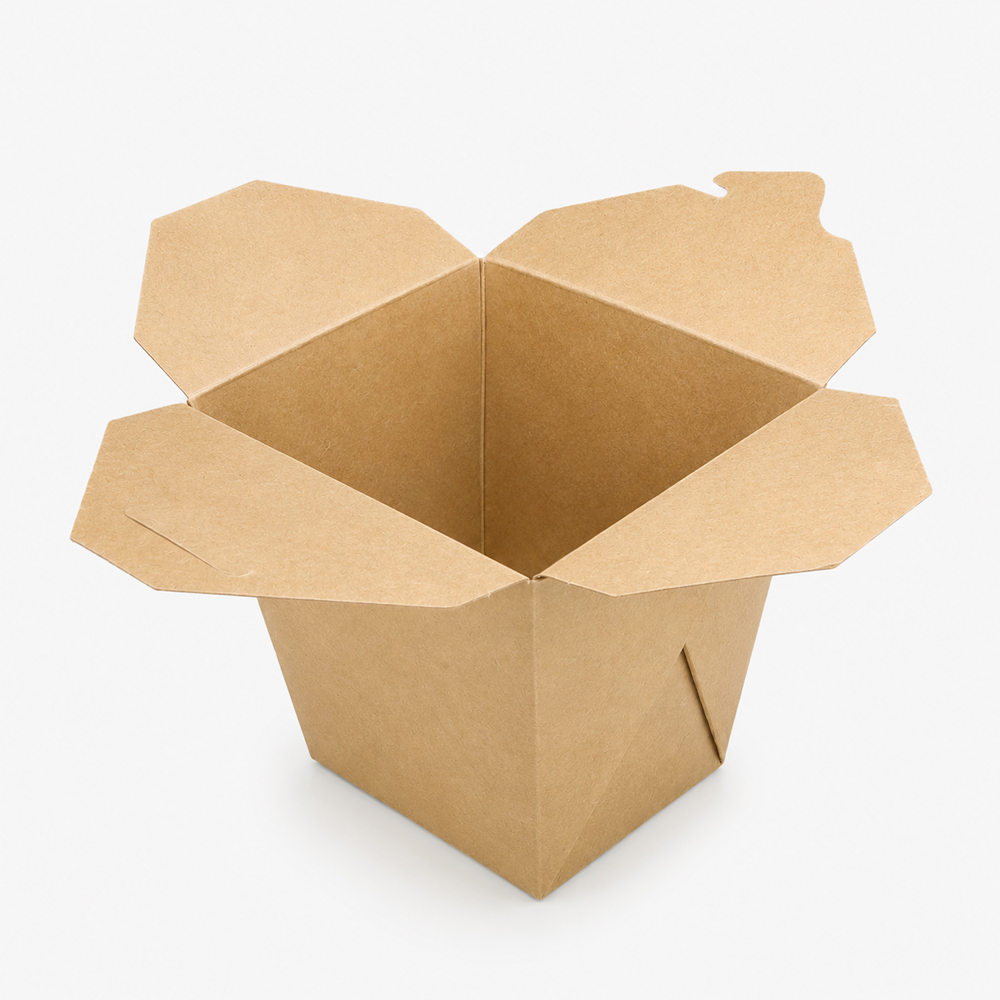 Kraft Paper Food Box with Folded Lid for Noodles