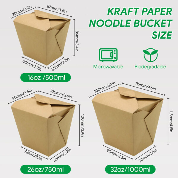 Kraft Paper Food Box with Folded Lid for Noodles Kraft Paper Food Box with Folded Lid for Noodles