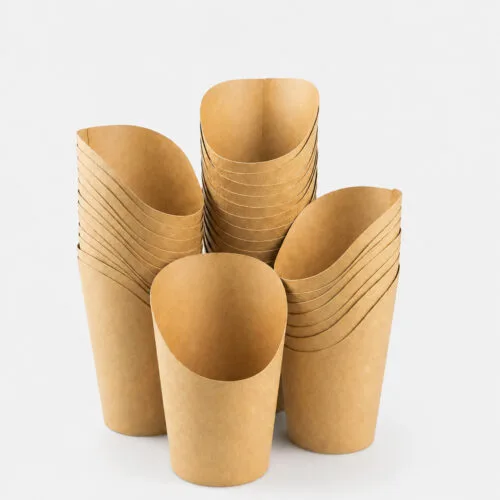 Kraft Paper Fry Cups for Snacks and Takeaway Food
