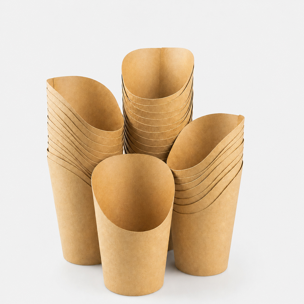 Kraft Paper Fry Cups for Snacks and Takeaway Food
