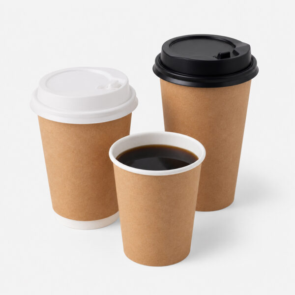 Kraft Paper Hot Cups with Lids and Sleeves for Coffee Kraft Paper Hot Cups with Lids and Sleeves for Coffee