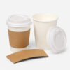 Kraft Paper Hot Cups with Lids and Sleeves for Coffee Kraft Paper Hot Cups with Lids and Sleeves for Coffee